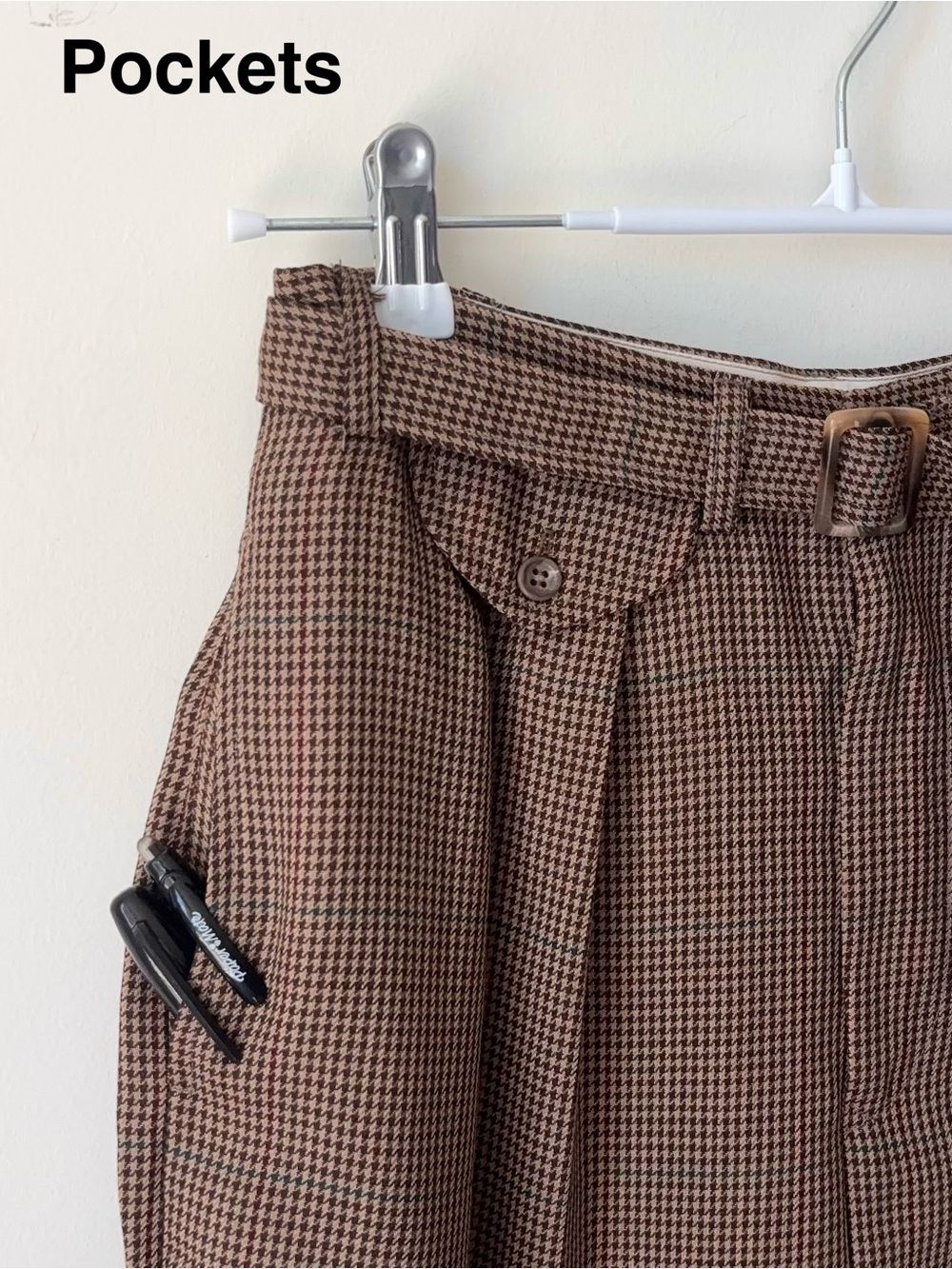 Vintage Ralph Lauren Blue Label 100% Wool Houndstooth Shorts Sz 10 Pleated MiUSA - Picture 10 of 16